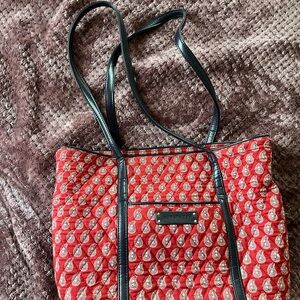 Vera Bradley Red and Silver Quilted Tote